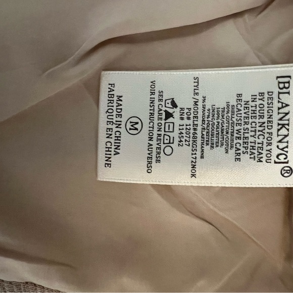 Blank NYC Cream 100% cotton Moto Jacket Asymmetrical Zipper size M EUC - Picture 16 of 16